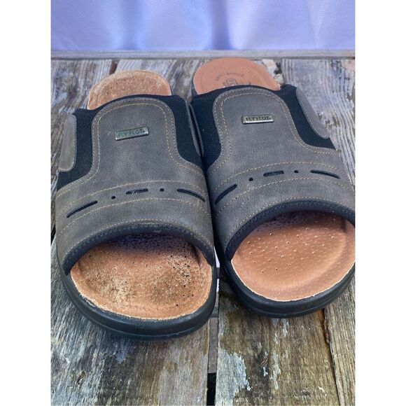 Fly Flot Men’s Size 11 (EU 45) Leather Slide Sandals Anti-Shock Made in Italy - Picture 2 of 10